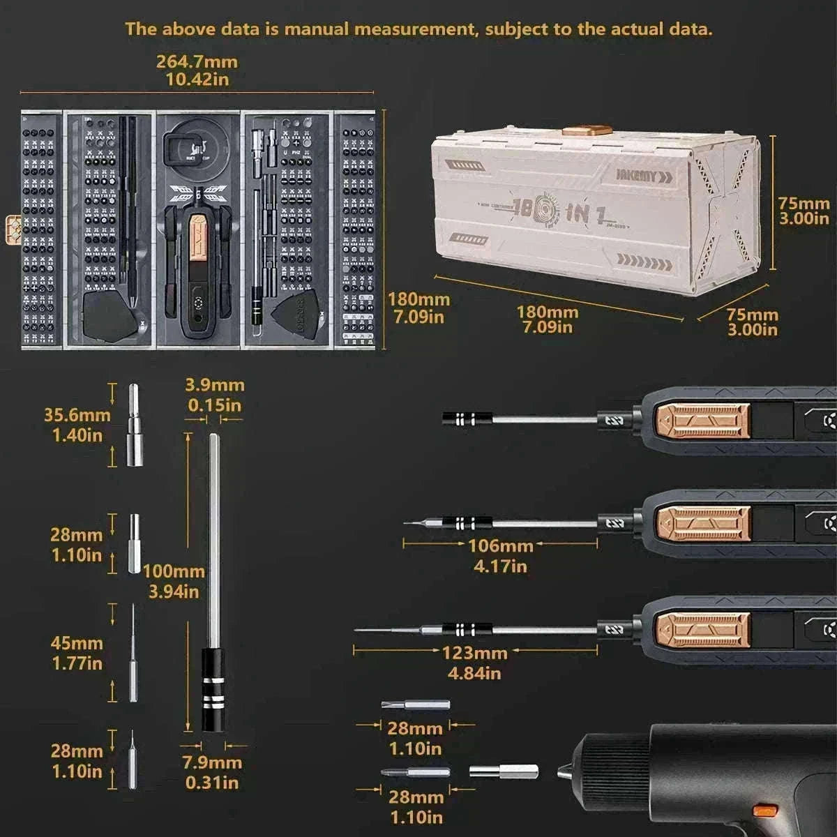 180-in-1 Precision Screwdriver Set with Magnetic Bits for Electronics Repair-Manual 180in1 WH / GERMANY