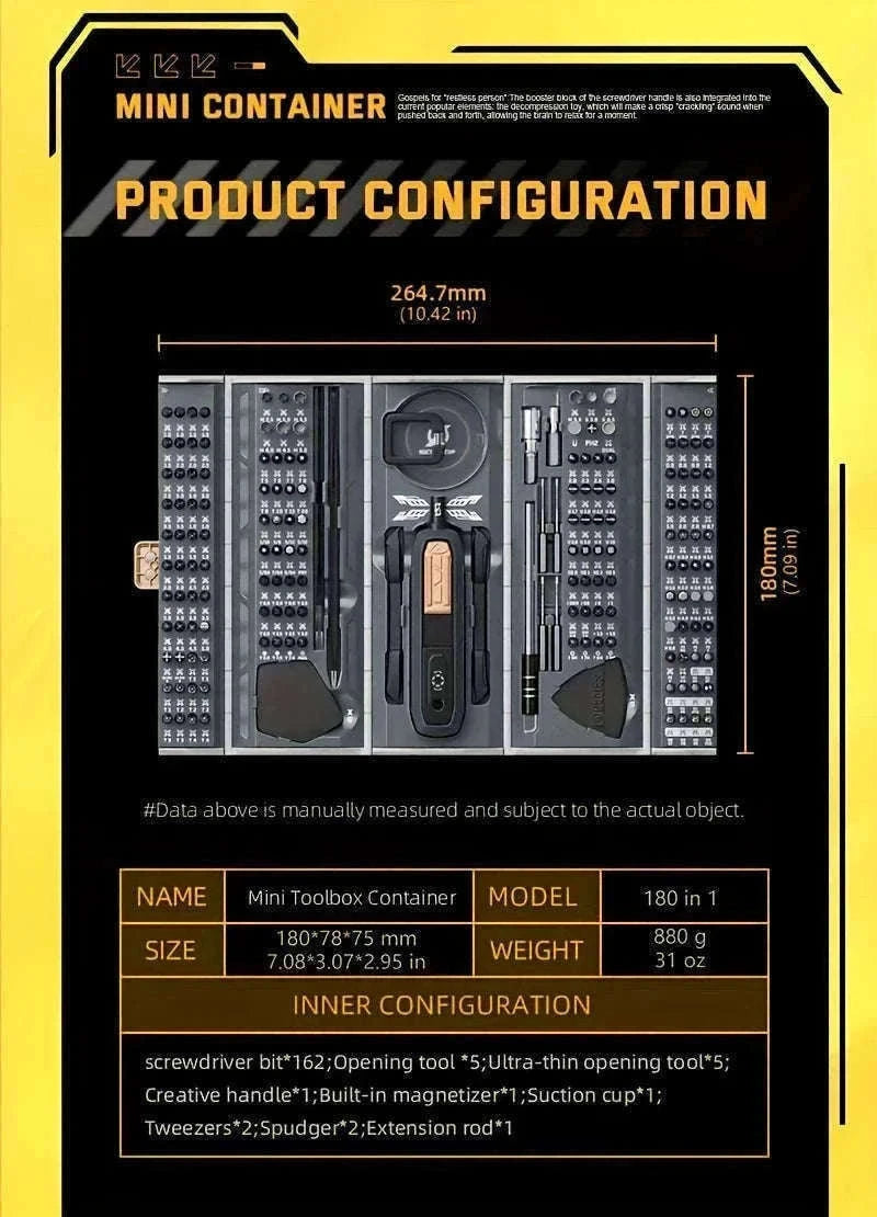 180-in-1 Precision Screwdriver Set with Magnetic Bits for Electronics Repair-Manual 180in1 WH / GERMANY