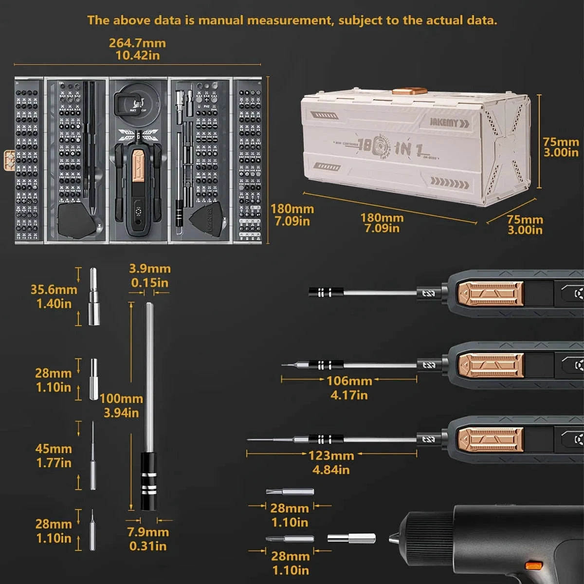 180-in-1 Precision Screwdriver Set with Magnetic Bits for Electronics Repair-Manual 180in1 WH / GERMANY