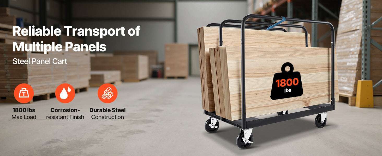 1800 lbs Drywall Panel Dolly Cart with Wheels & Tie-Down Strap-1500 LBS / Poland