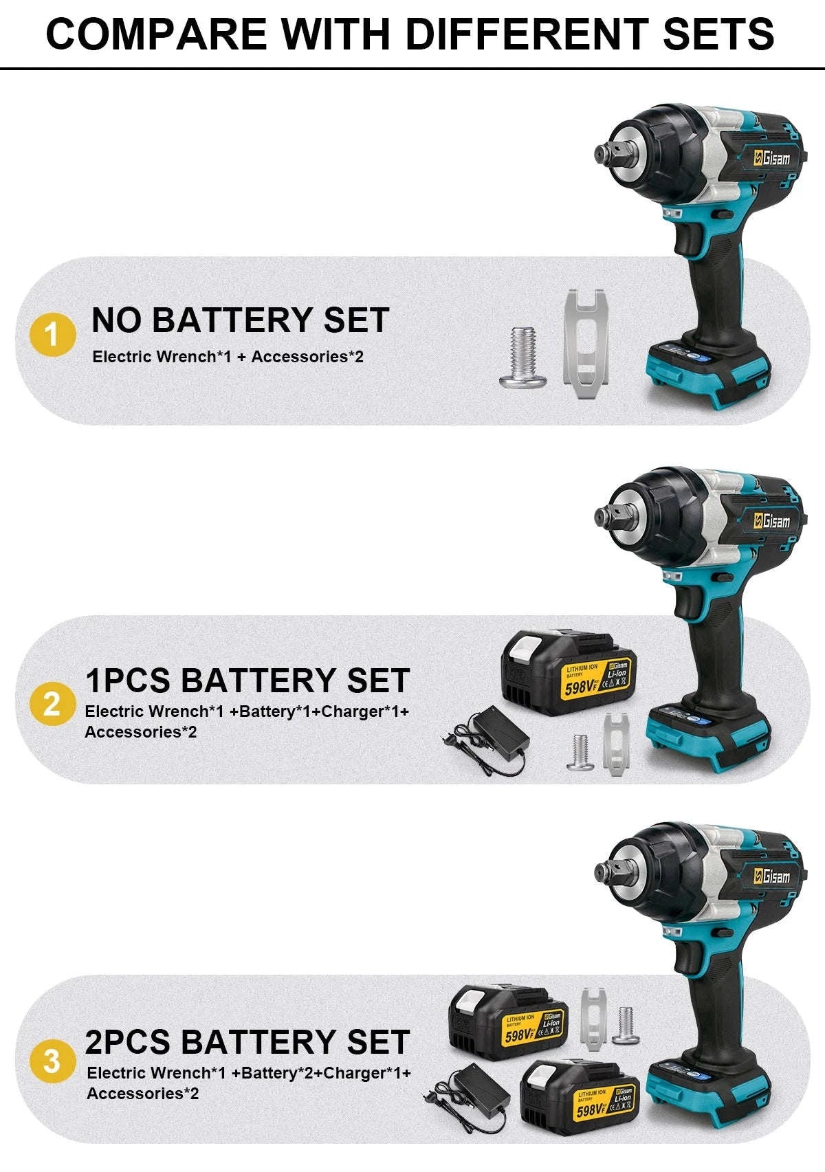 1800N.M Brushless Electric Impact Wrench for 18V Makita Batteries-2 Battery / GERMANY