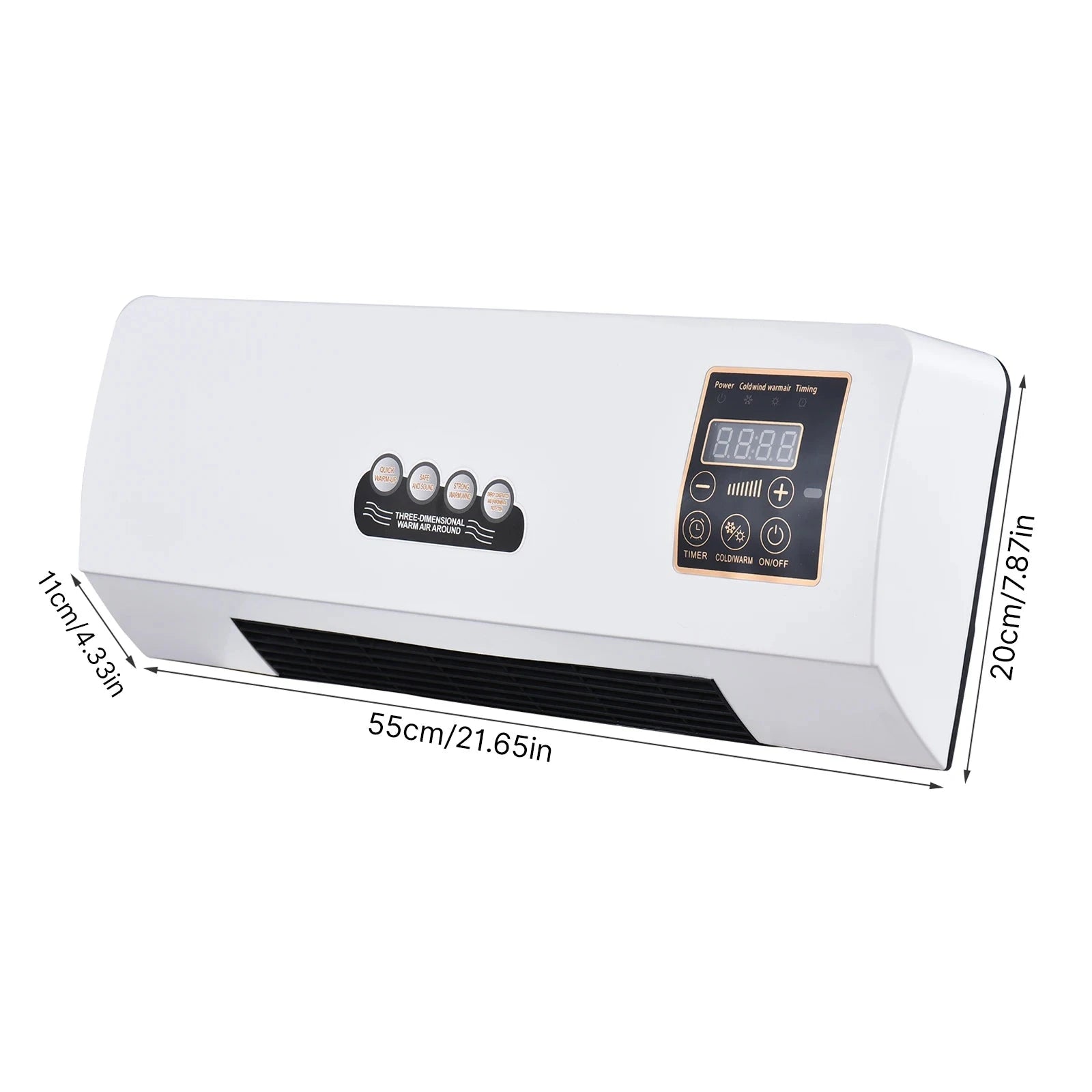 1800W Heater and Fan Combo Wall Mounted Electric Heater Fan with Remote-WHITE / United States