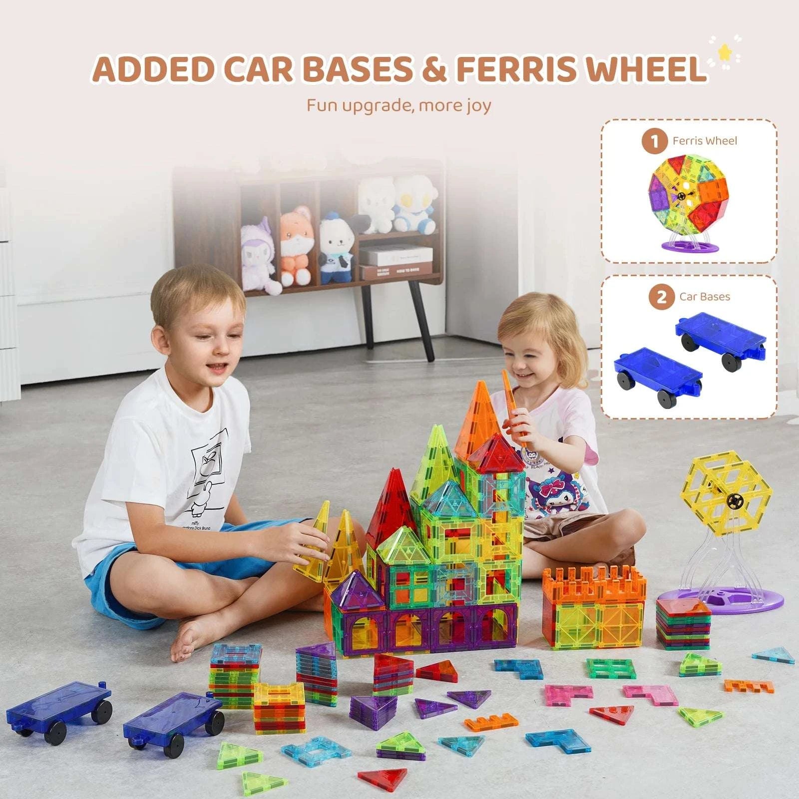 180PCS Magnetic Building Tiles Set with Storage Bag for Kids-180 PCS / United States