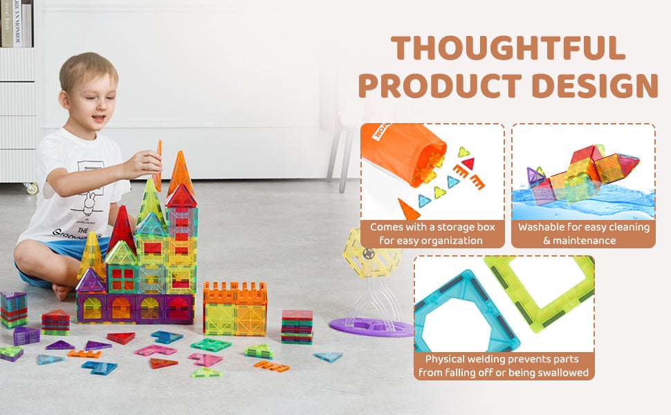 180PCS Magnetic Building Tiles Set with Storage Bag for Kids-180 PCS / United States
