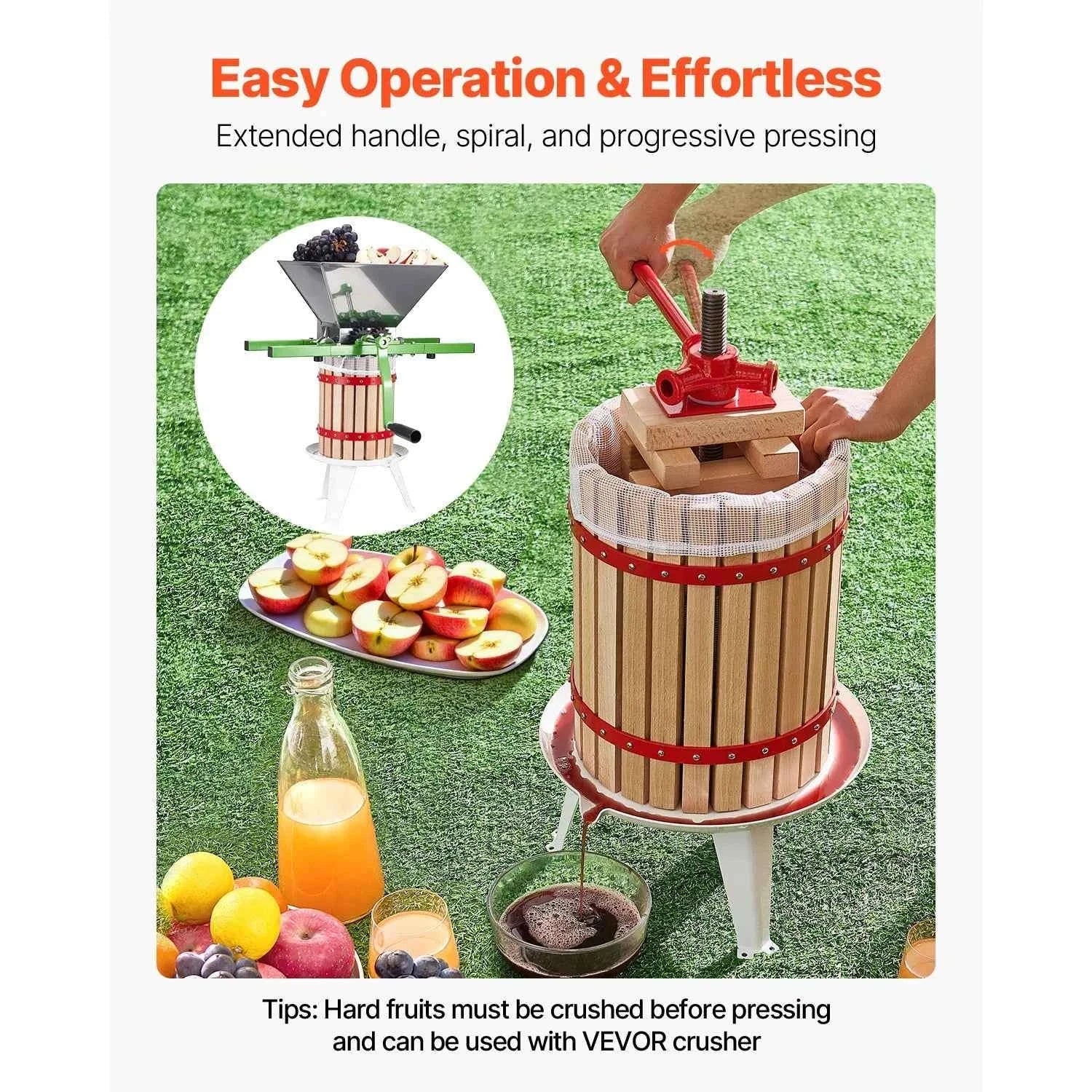 18L Solid Wood Fruit Wine Press with Handle-18L / United States