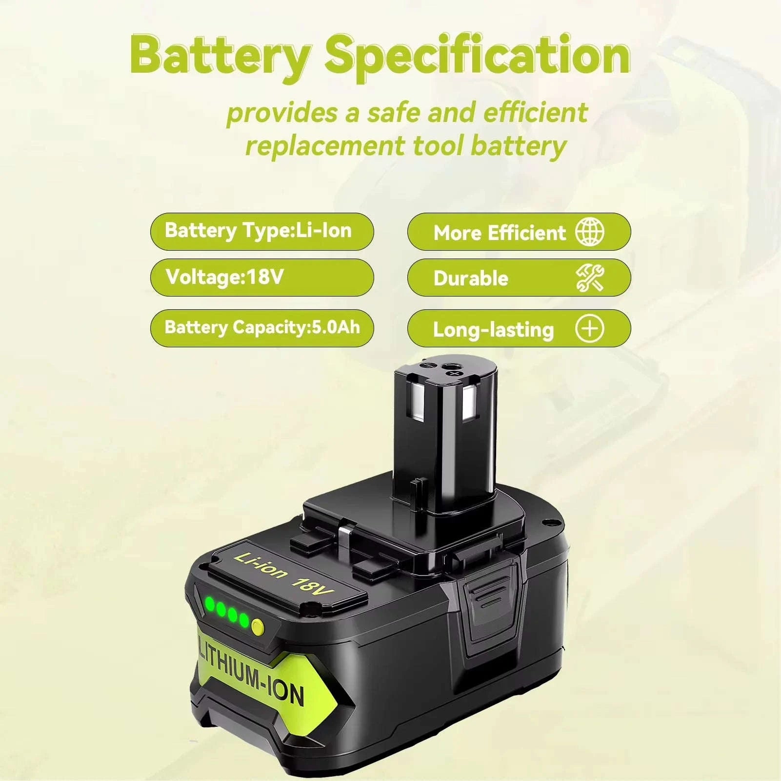 18V 5.0Ah Lithium-ion Battery Pack-for Ryobi / 18V / United States