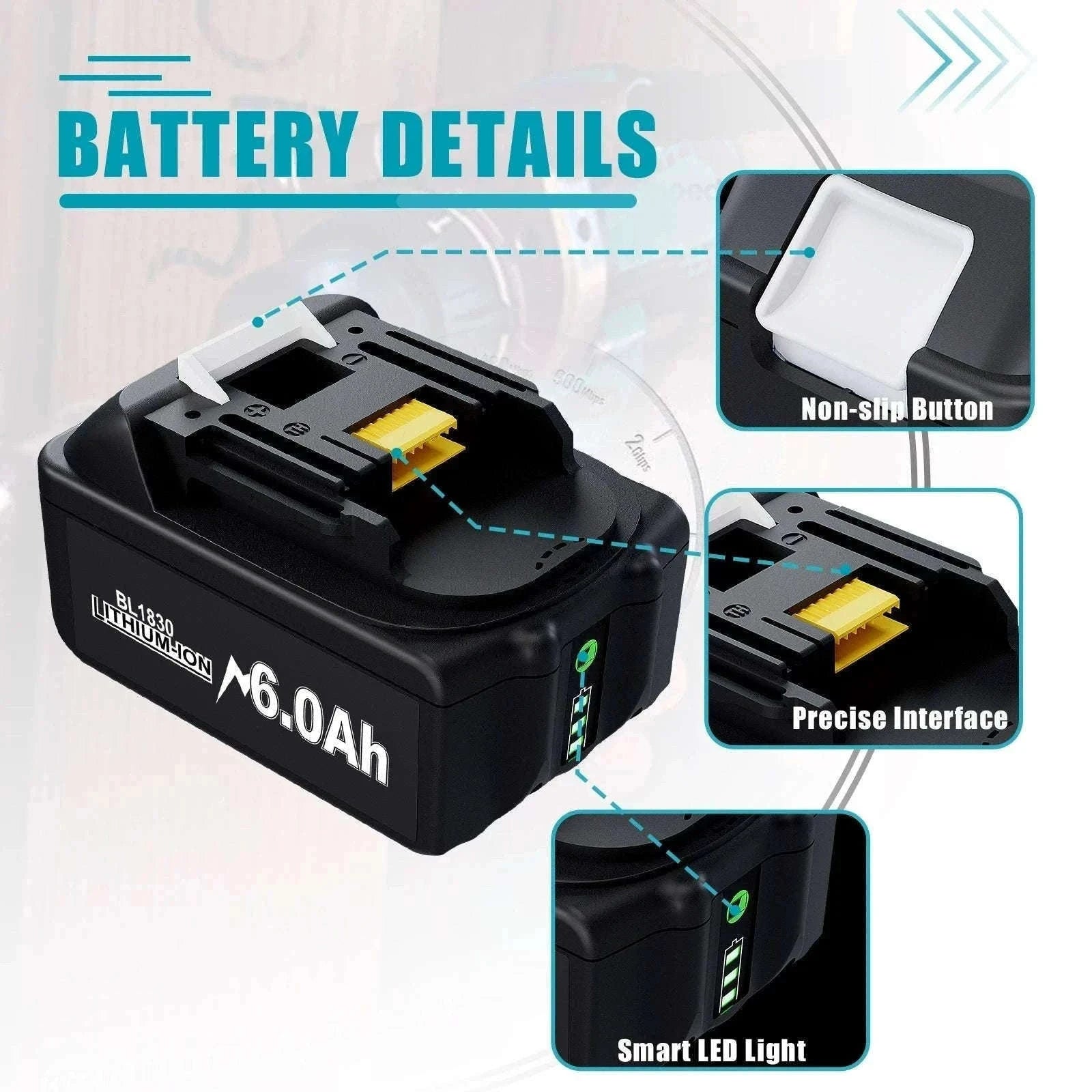 18V 6Ah Replacement Battery for Makita Power Tools-4 6.0ah / 18V / GERMANY