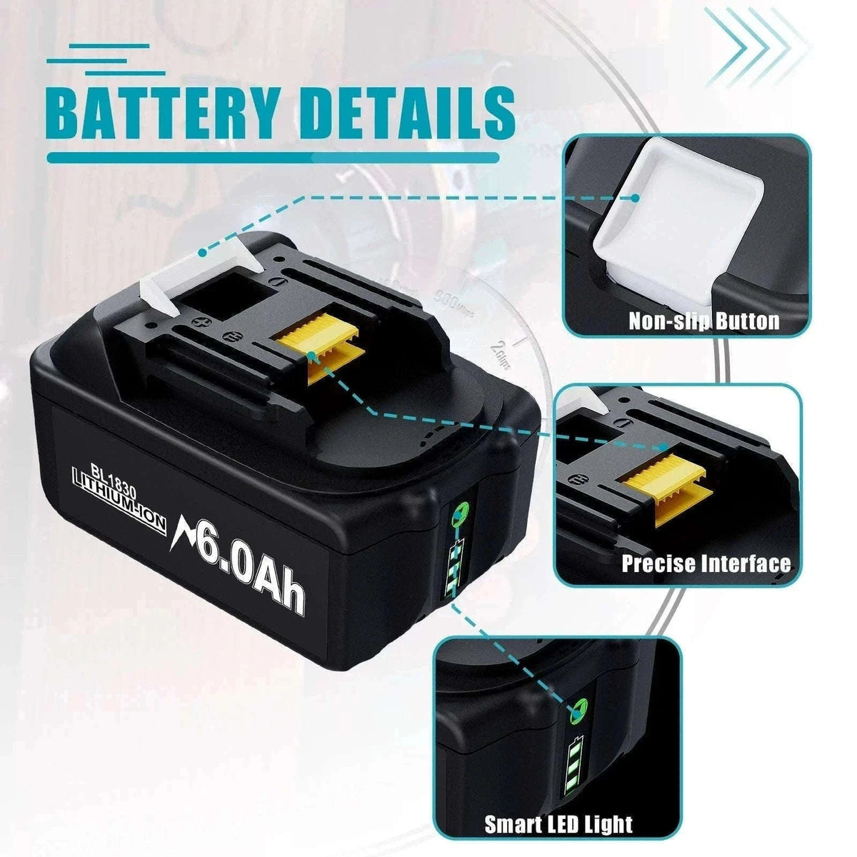 18V 6Ah Replacement Battery for Makita Power Tools-4 6.0ah / 18V / GERMANY