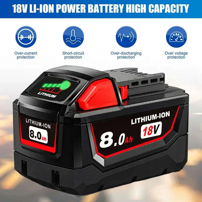 18V 8.0Ah battery replacement compatible with high-quality Milwaukee M18 8000Ah cordless power tools-18V / United States / 2pcs