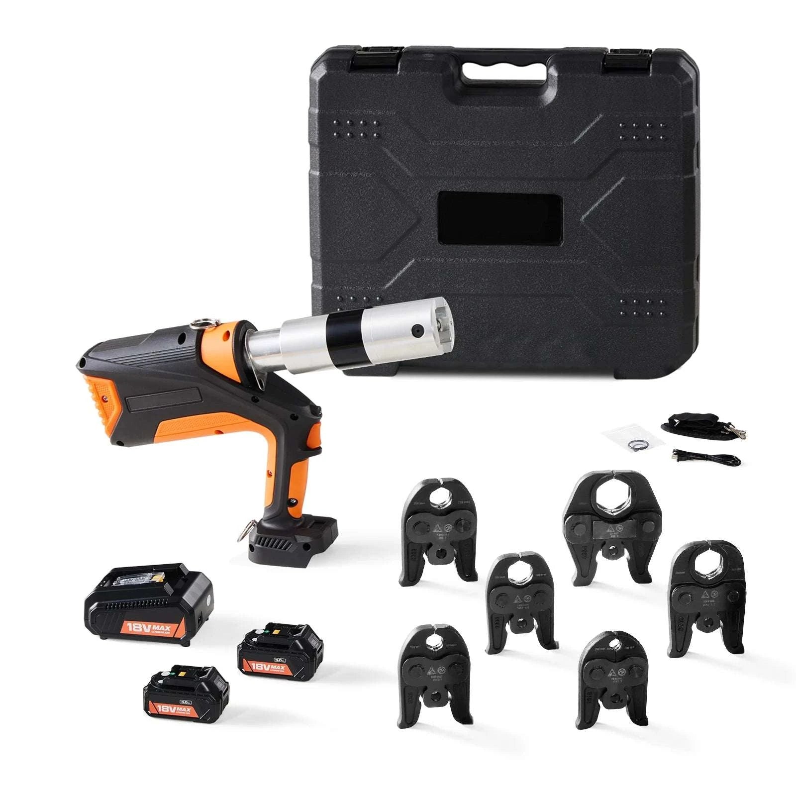 18V Electric Pipe Press Tool Kit with 6 Jaws for Copper, PEX & Steel-United States