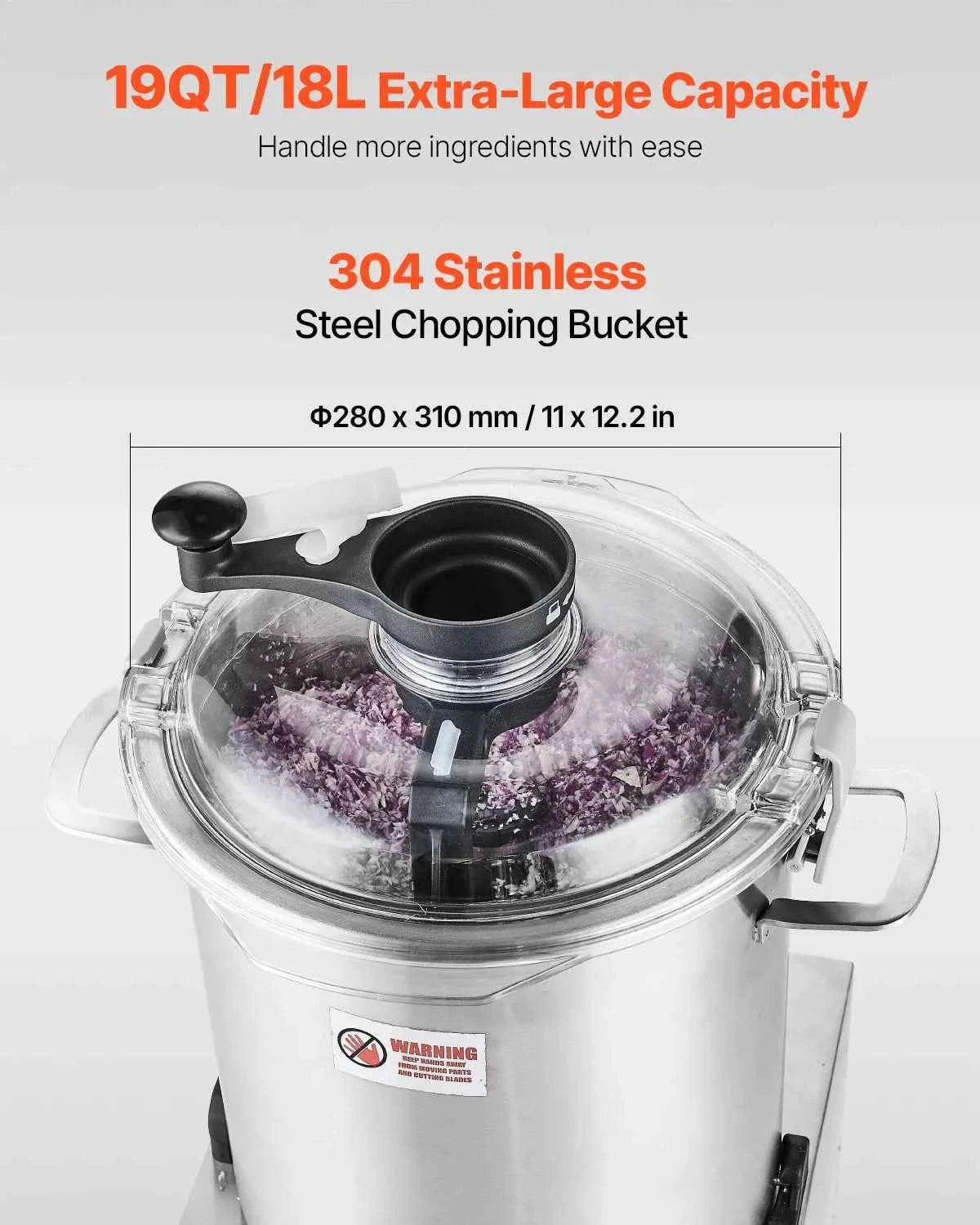 19 Qt Stainless Steel Food Processor Vegetable Chopper-18L / United States