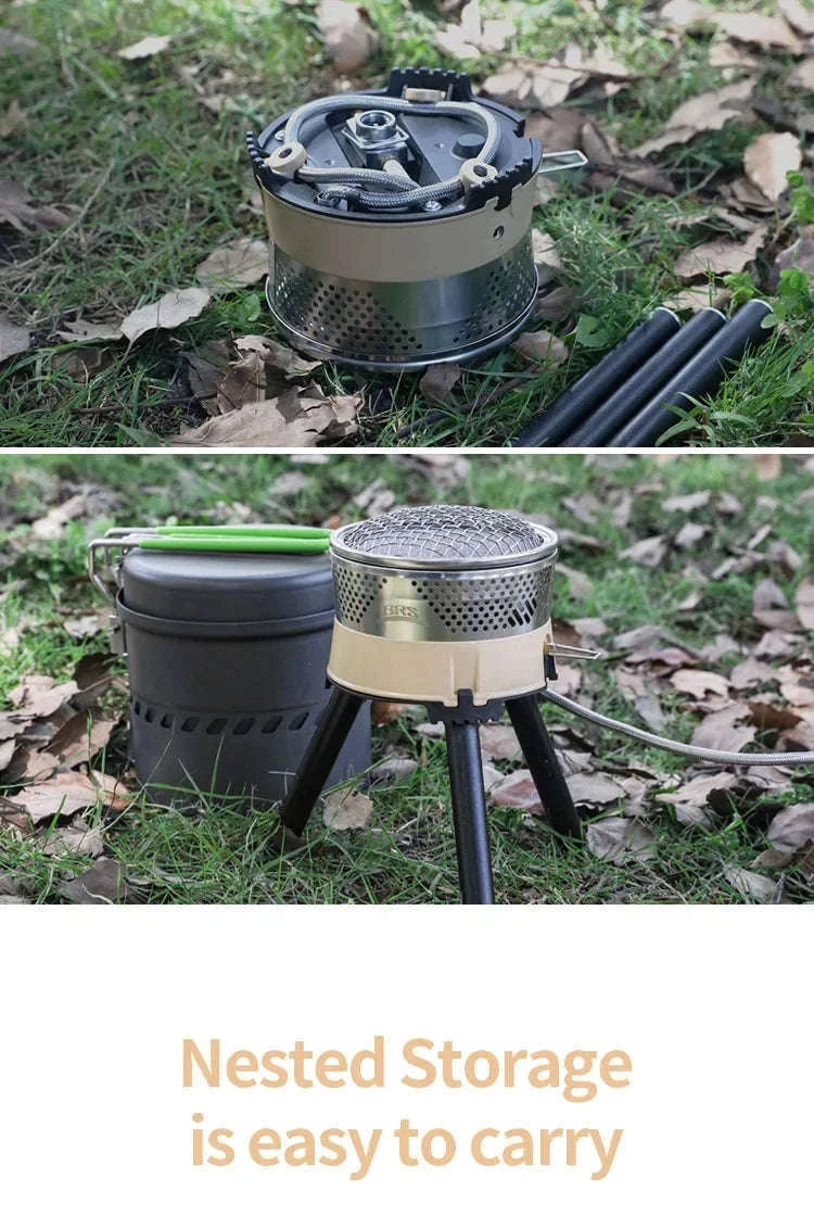 1900W Backpacking Gas Stove System for Fast Outdoor Cooking-Black Reactor Set 1L