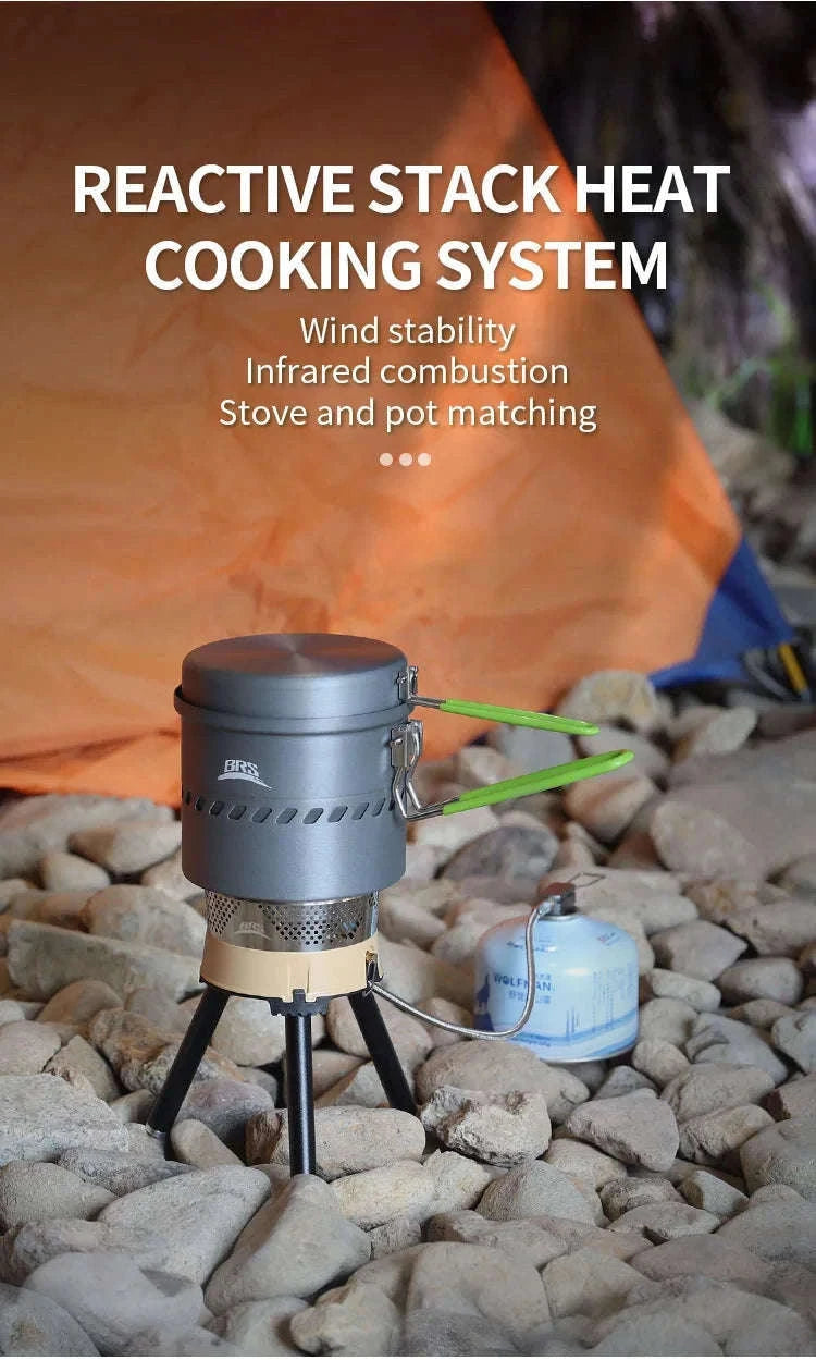 1900W Backpacking Gas Stove System for Fast Outdoor Cooking-Black Reactor Set 1L