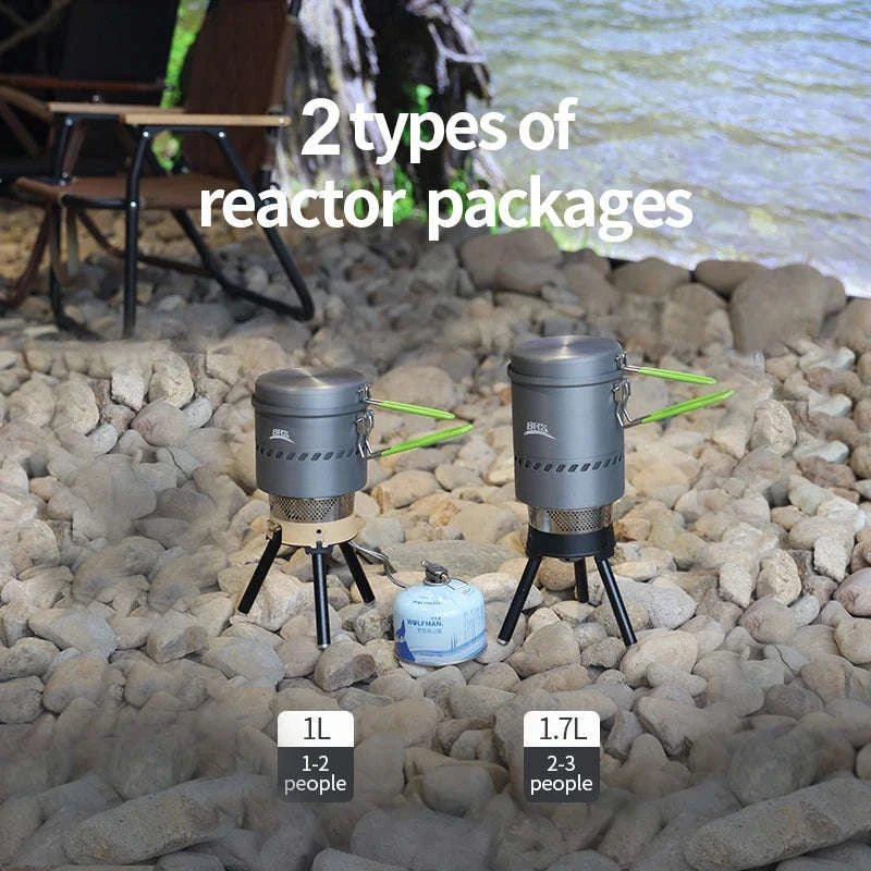 1900W Backpacking Gas Stove System for Fast Outdoor Cooking-Black Reactor Set 1L