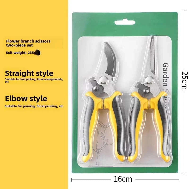 190mm Straight Head Pruning Shears Non-slip Handle Stainless Steel-JIAN002-Green