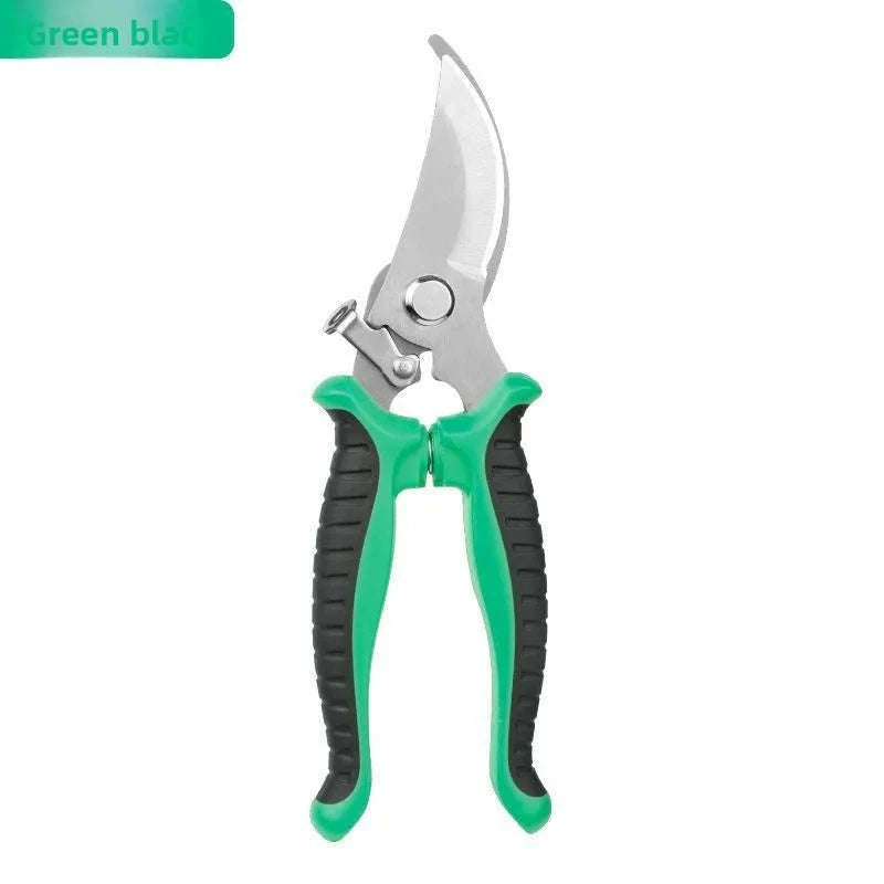 190mm Straight Head Pruning Shears Non-slip Handle Stainless Steel-JIAN002-Green