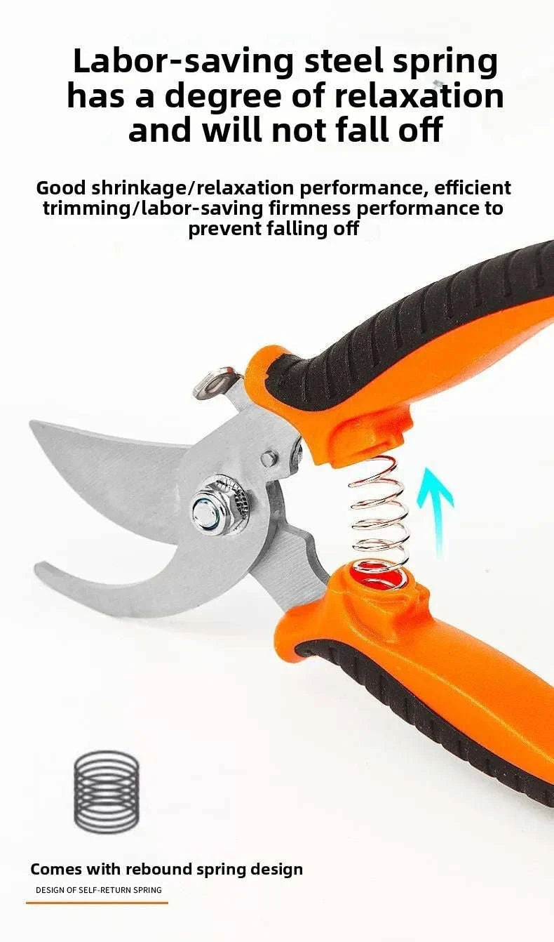 190mm Straight Head Pruning Shears Non-slip Handle Stainless Steel-JIAN002-Green