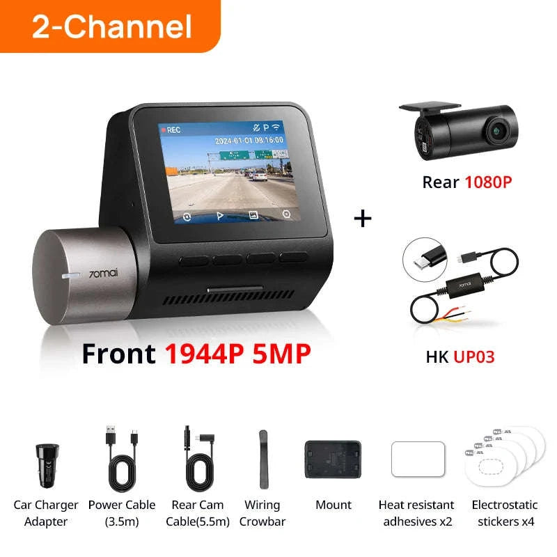 1944P HDR GPS Dash Cam with ADAS and Optional Rear Camera-2-Channel / Russian Federation / 128GB TF Card
