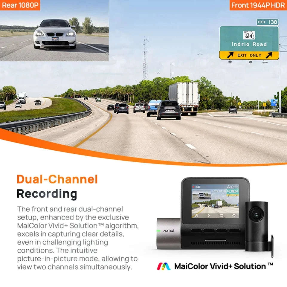 1944P HDR GPS Dash Cam with ADAS and Optional Rear Camera-2-Channel / Russian Federation / 128GB TF Card