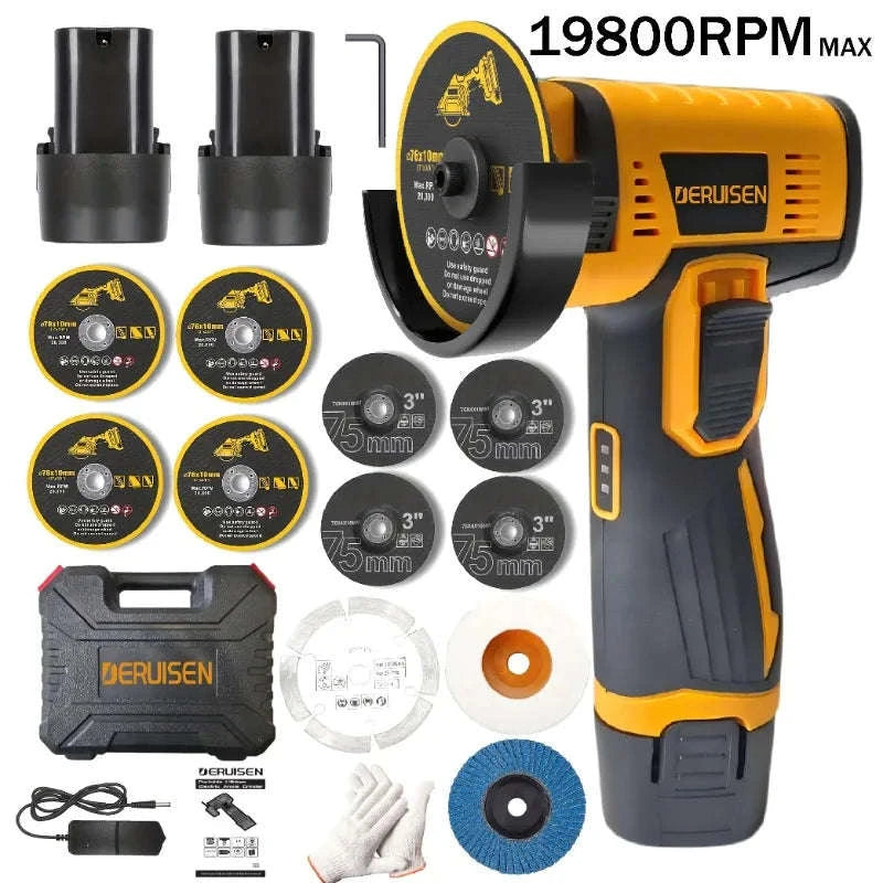 19800 RPM Mini Wireless Angle Grinder for Home DIY-Luxury 2batt toolbox / United States