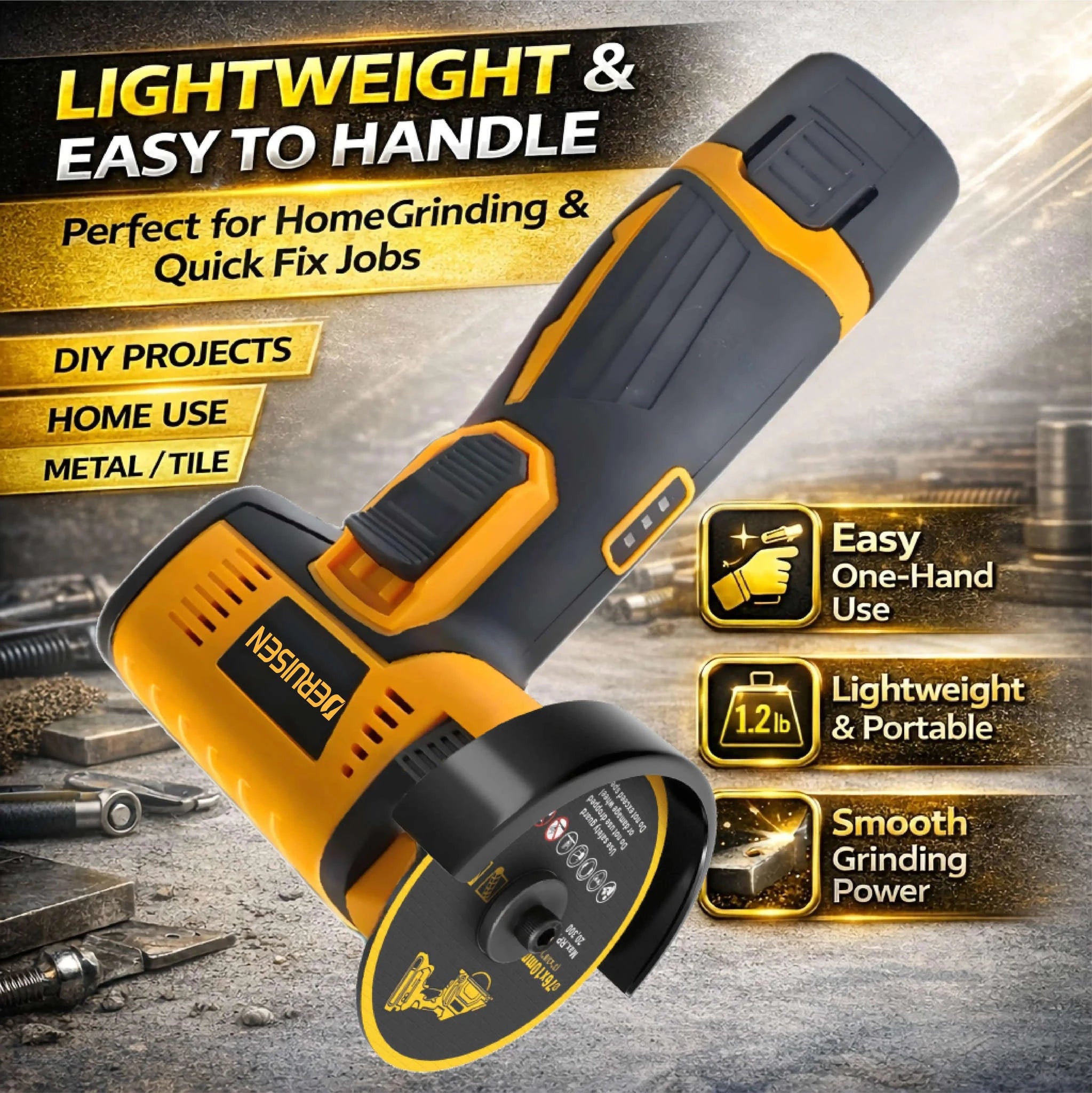 19800 RPM Mini Wireless Angle Grinder for Home DIY-Luxury 2batt toolbox / United States