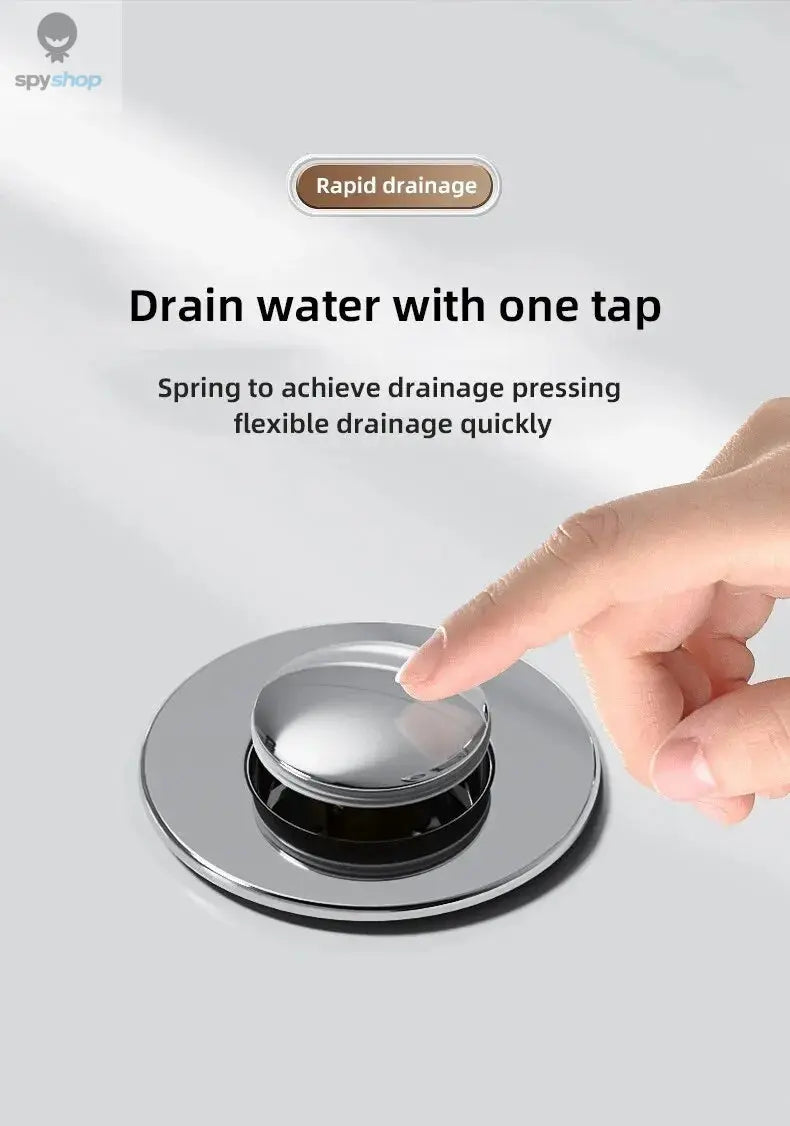 1PCS Washbasin Leak Plug, Stainless Steel Odor Proof Bouncing Core, Press Type Sink Drain, Universal Accessory for Washbasin Spy-shop.com