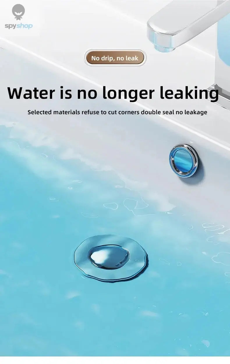 1PCS Washbasin Leak Plug, Stainless Steel Odor Proof Bouncing Core, Press Type Sink Drain, Universal Accessory for Washbasin Spy-shop.com