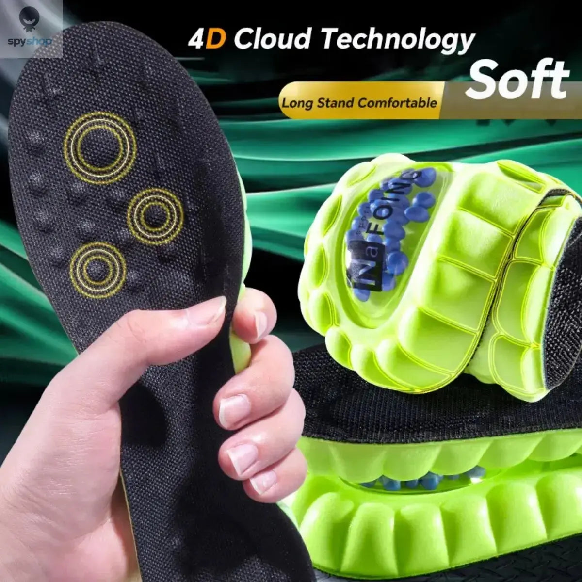 1Pair 4D Cloud Sport Insoles for Shoes PU Air Cushion Sole Soft Shock Absorption Deodorant Breathable Running Orthopedic Insoles