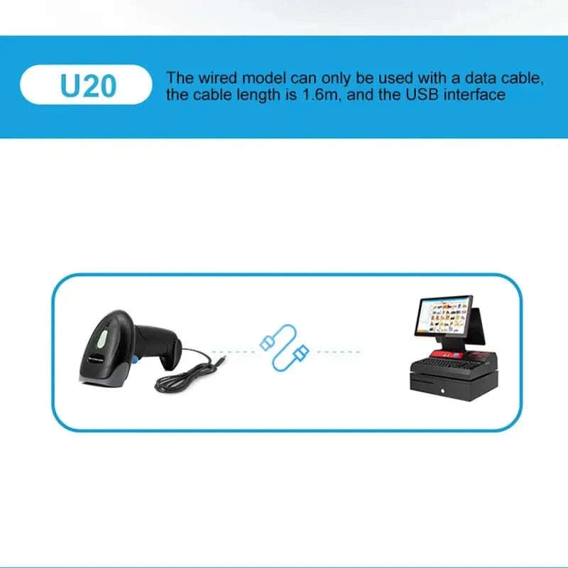 1D/2D QR Code Scanner USB Wired Handheld Barcode Reader-Default Title