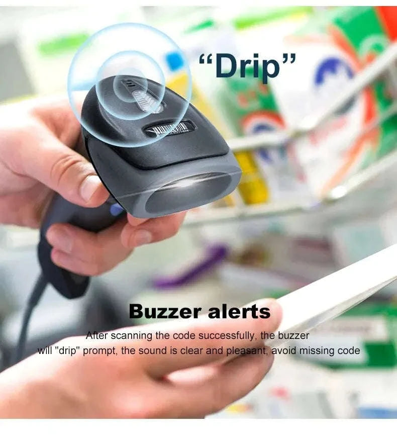 1D/2D QR Code Scanner USB Wired Handheld Barcode Reader-Default Title