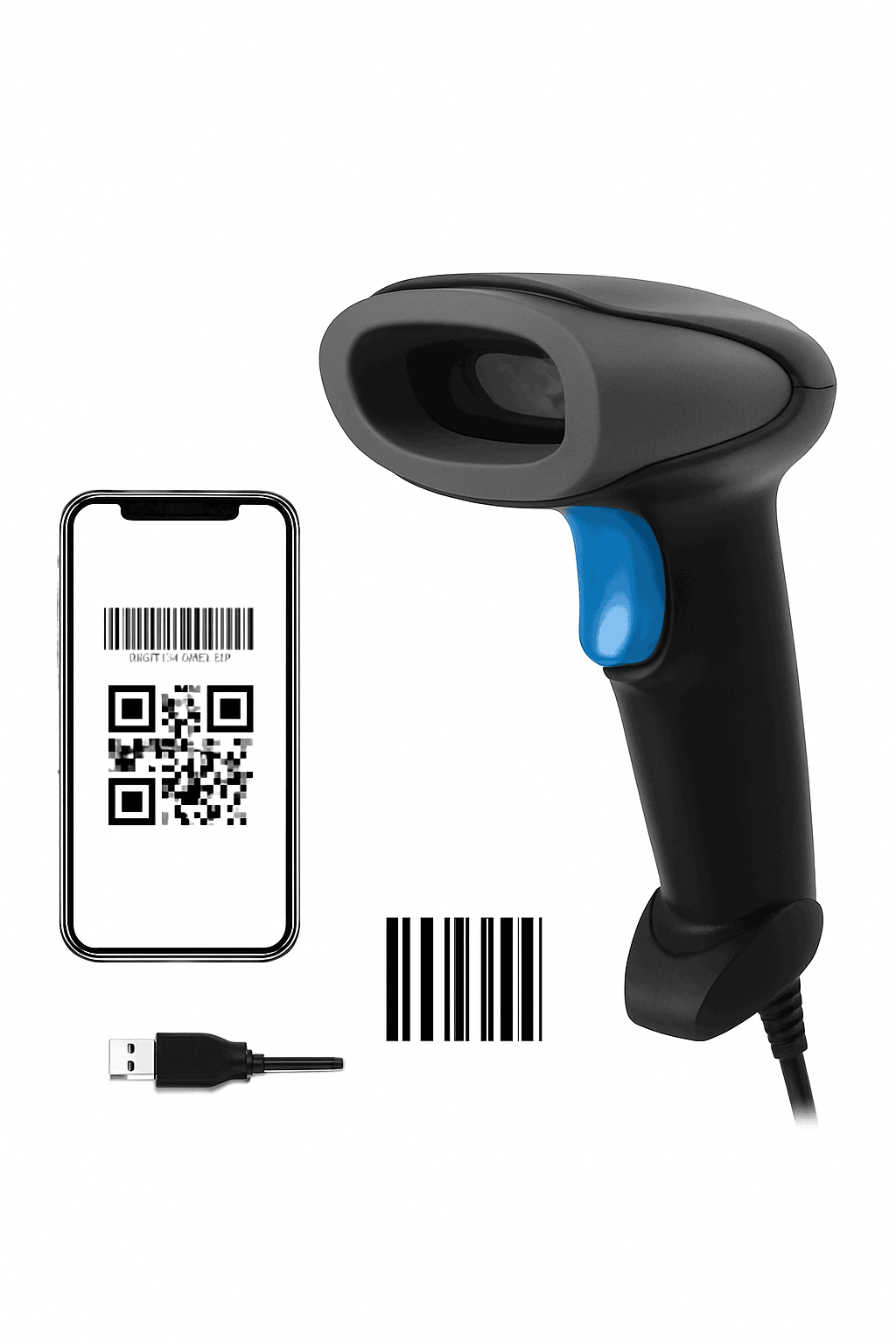 1D/2D QR Code Scanner USB Wired Handheld Barcode Reader-Default Title