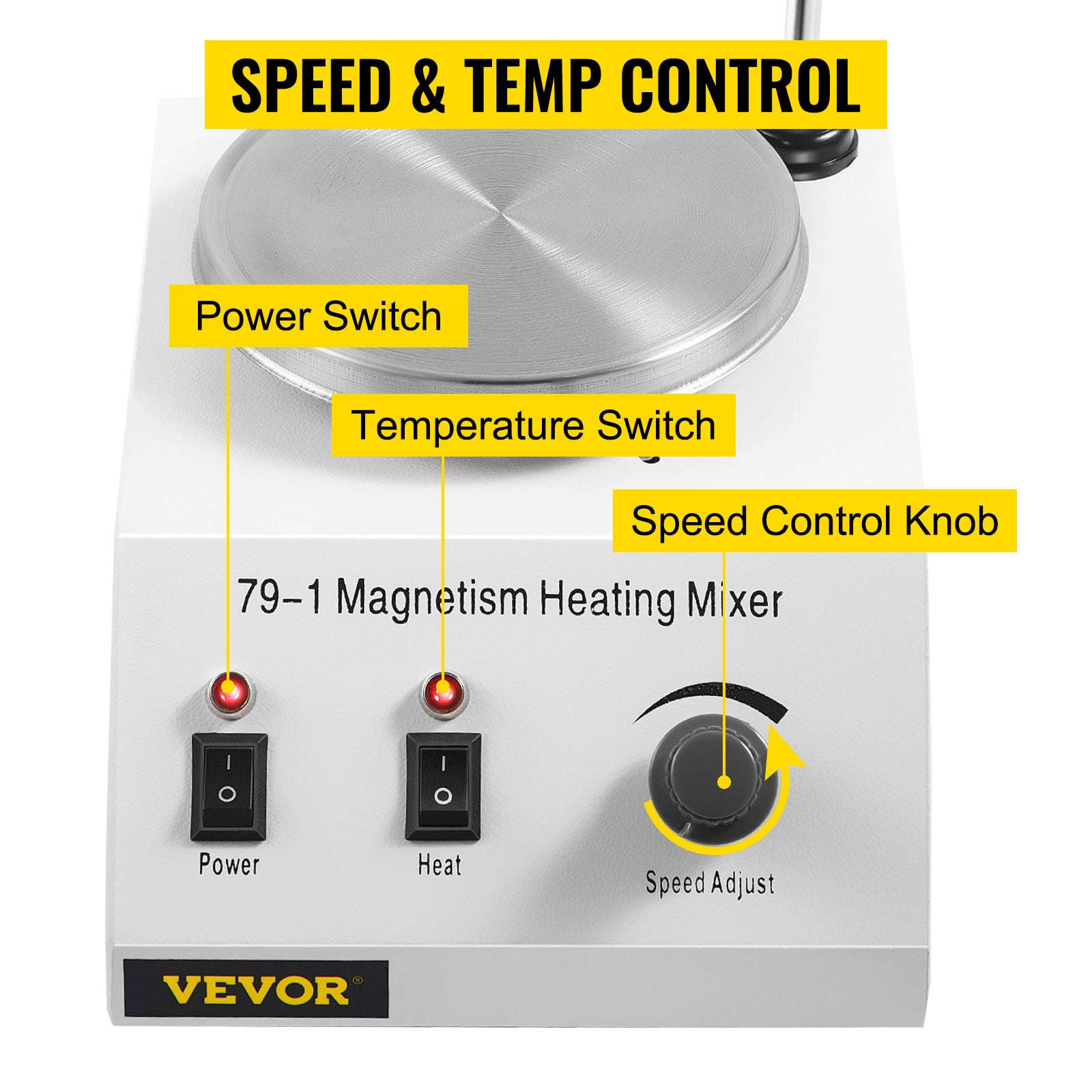 1L Heating Magnetic Stirrer Hot Plate with Stir Bar-United States / 100V-127V US Plug