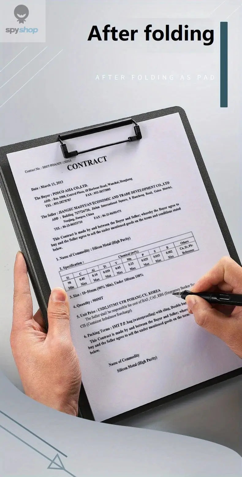 1pc A4 File Folders, Documents Organizer, Clipboard With Cover, Paper Folder For Business & School, Stationery & Office Supplies Spy-shop.com