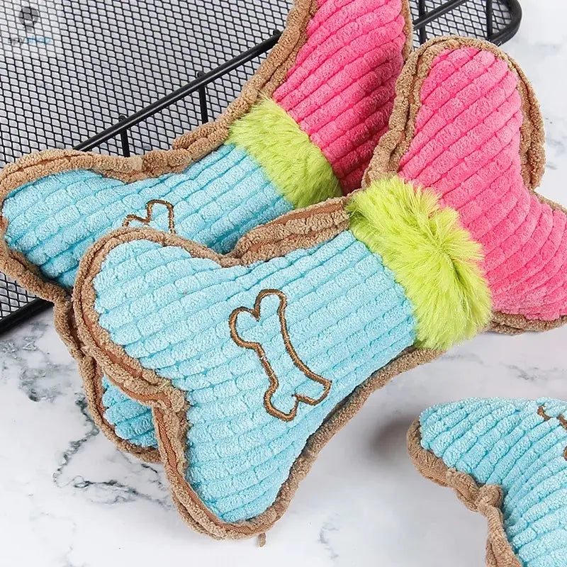 1pc Dog Squeaky Toys, Bones Plush Dogs Chew Toy for Small Medium Breed Puppy Aggressive Chewer Pets Puppy Playing Cleaning Teeth