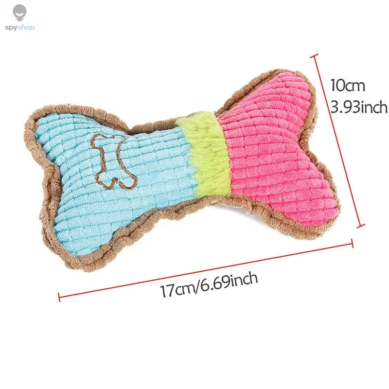 1pc Dog Squeaky Toys, Bones Plush Dogs Chew Toy for Small Medium Breed Puppy Aggressive Chewer Pets Puppy Playing Cleaning Teeth