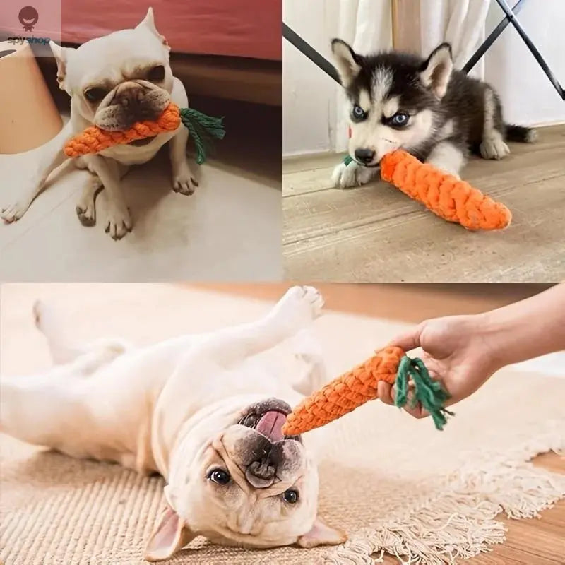 1pc Pet Knot Toy for Dog and Cat Carrot Shape Dog Chew Toys Cotton Rope Toys for Indoor Dogs Cat Toys Dog Accessories Spy-shop.com
