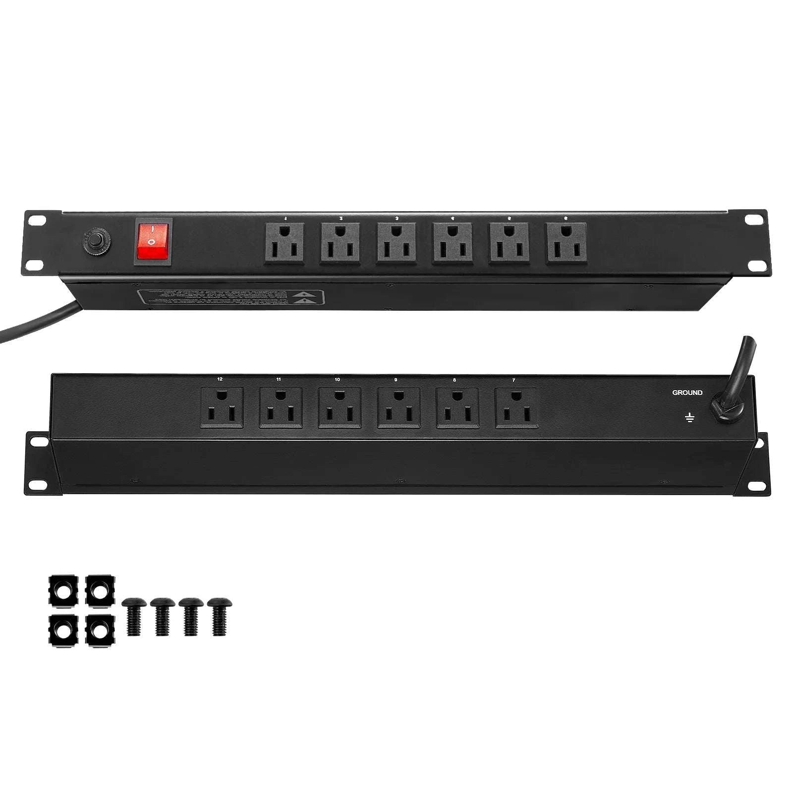 1U Rack Mount PDU Power Strip 8/10/12 Outlets 15A Surge Protected-Independent Switch10 / United States