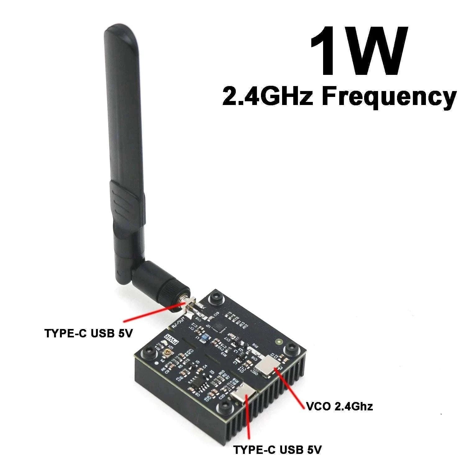 1W 2.4GHz VCO Signal Generator Module with Antenna Type-C Power-2.4Ghz W 8DB ANT