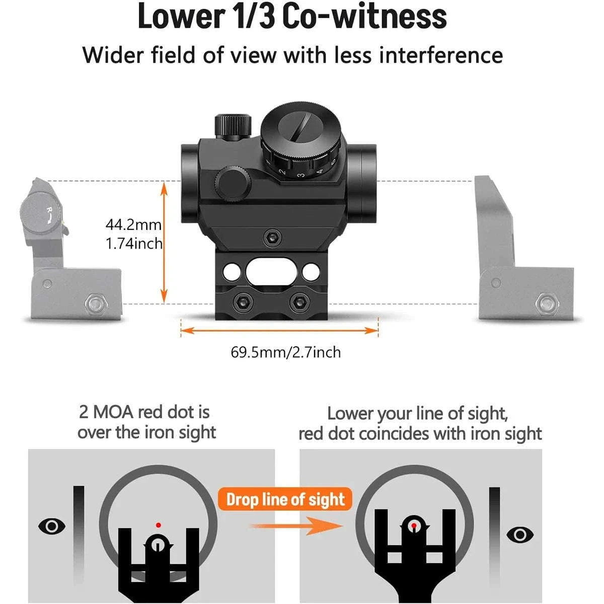 1x25mm Red Dot Sight for Fast, Confident Close-Range Aim-Black / france
