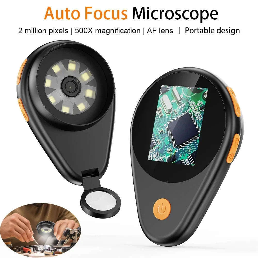 2.0-Inch 500X Digital Microscope with 8 LEDs and Screen-Auto Focus Black