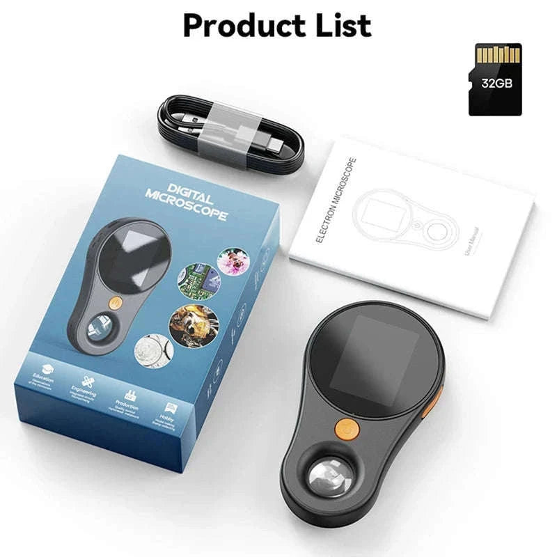 2.0-Inch 500X Digital Microscope with 8 LEDs and Screen-Auto Focus Black