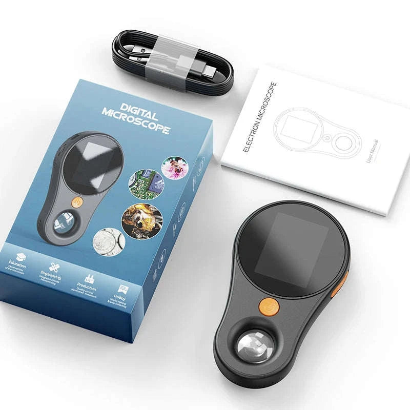 2.0-inch 500X Digital Microscope with Magnifying Glass & 8 LEDs-Auto Focus Black