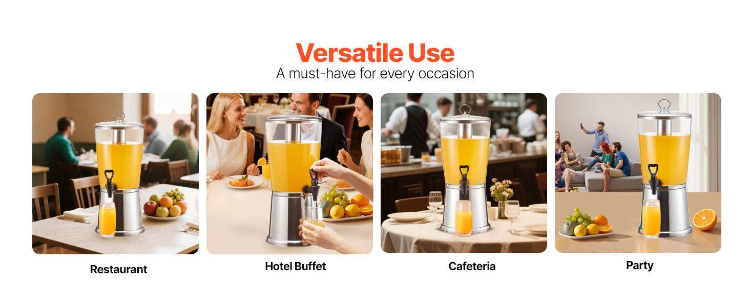 2.1 Gallon Beverage Dispenser with Ice Chamber & No-Drip Spigot-2.2gal 8L / United States