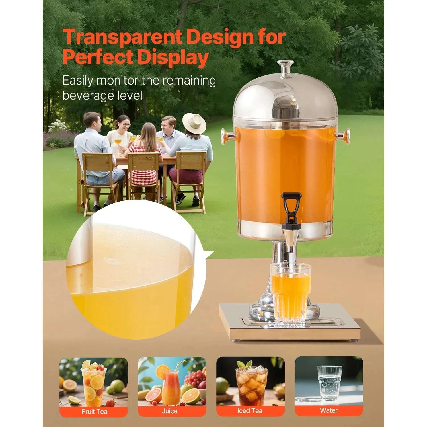 2.1 Gallon Beverage Dispenser with Spigot and Ice Chamber-2.2gal 8L Single / United States