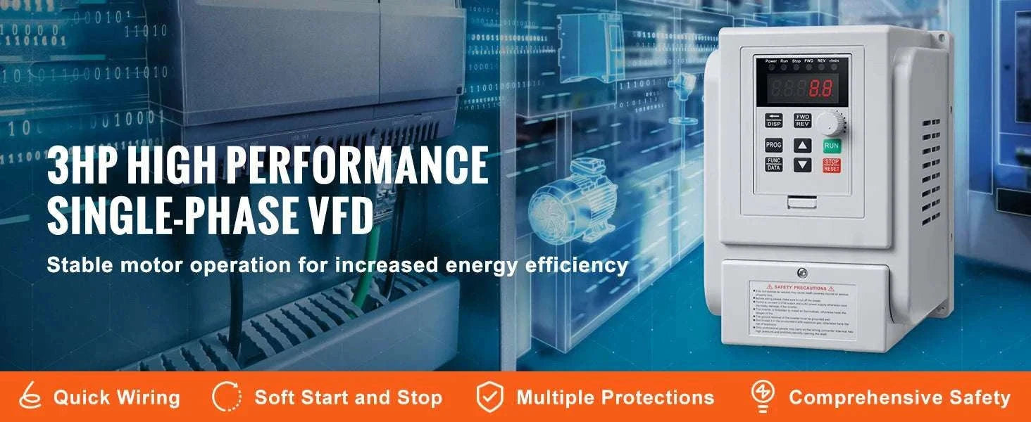 2.2KW VFD Inverter 220V 3 Phase Motor Speed Controller 10A-United States