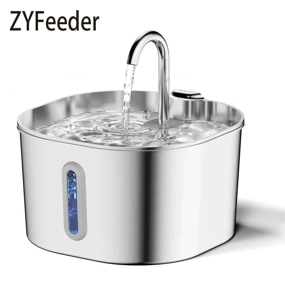 2.2L Stainless Steel Automatic Cat Water Fountain-2.2L-4Filters-Sensor / L / 2L