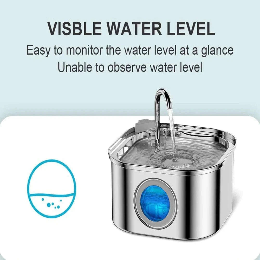 2.2L Stainless Steel Automatic Cat Water Fountain-2.2L-4Filters-Sensor / L / 2L