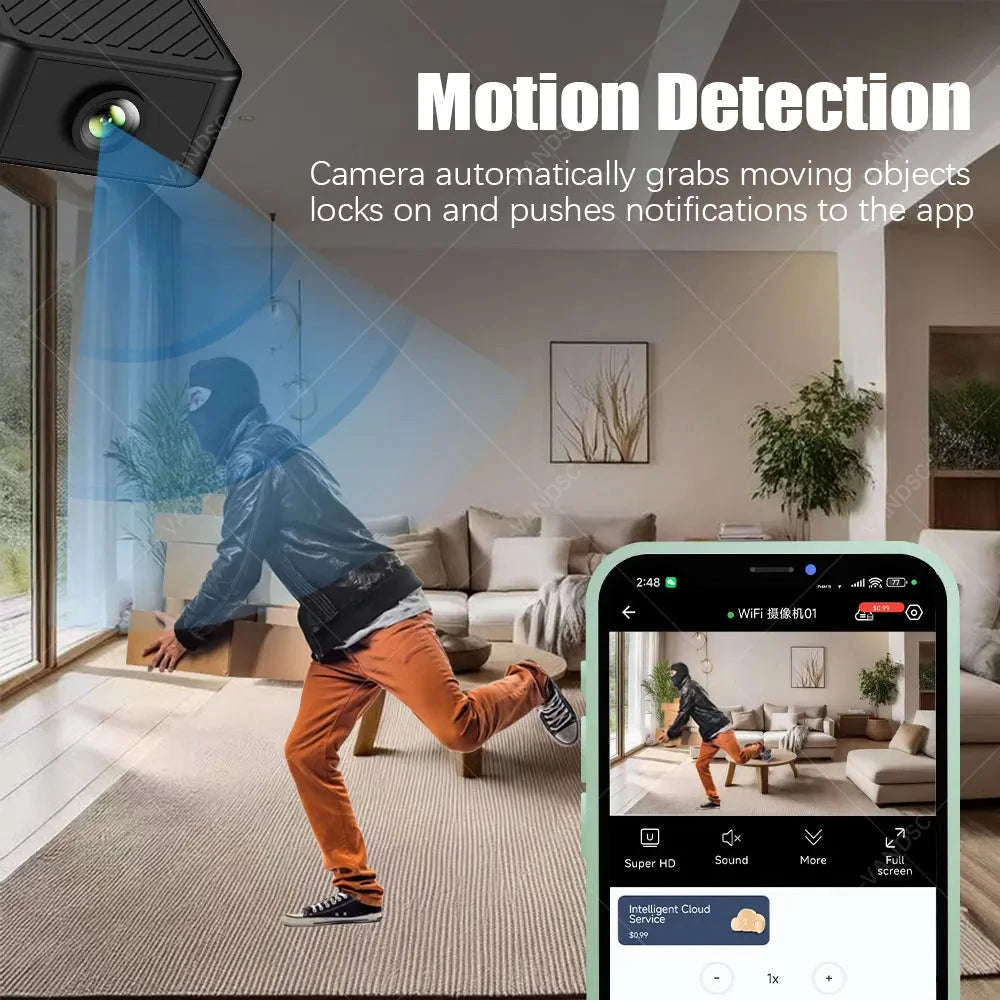 2.4G & 5G WiFi Mini Security Camera Indoor 4K Motion Detection Night Vision-Wifi Cam no TF Card