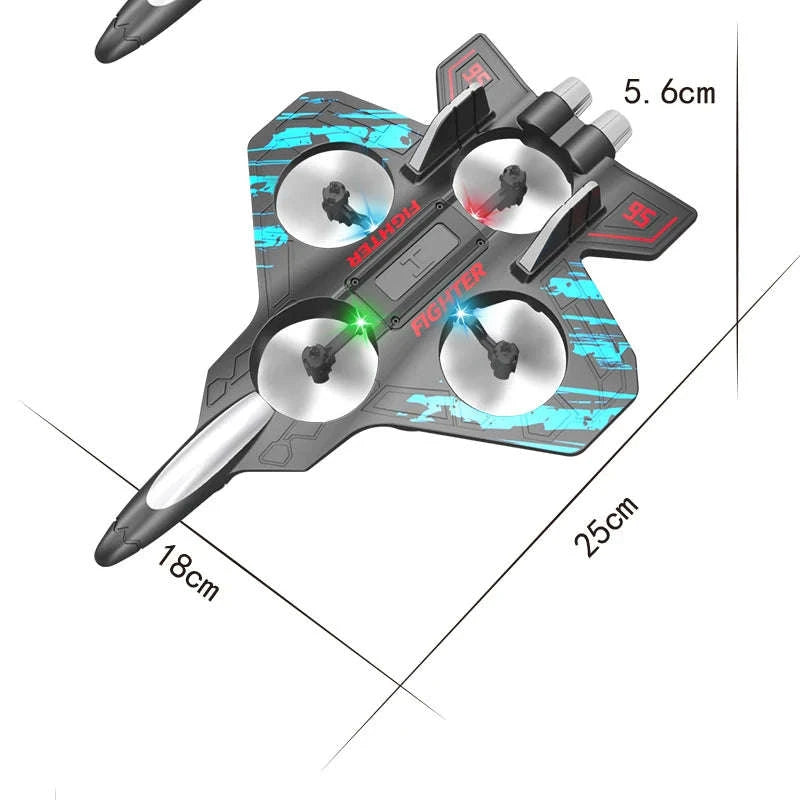 2.4G remote control fighter electric foam glider stunt tumbling UAV hovering helicopter with LED colorful lights aircraft model-Blue
