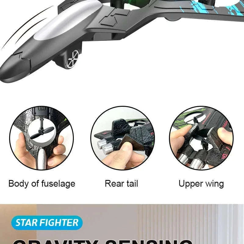 2.4G Remote Control Fighter Foam Glider with LED Lights-Blue